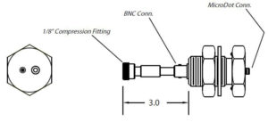 1 MicroDot naar BNC-connector, 1 inch basisplaat
