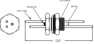 1 connecteur MicroDot vers BNC, 2 tubes de fluide (3/16" OD), plaque de base 1,1/4"