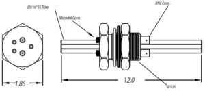 2 MicroDot naar BNC-connector, 2 vloeistofbuizen en 1 luchtbuis (allemaal 3/16" buitendiameter), 1,1/4 inch basisplaat