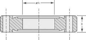 Doppelseitig gebohrter Flansch mit Bohrung 38 mm, DN40CF mit 6 Bolzenlöchern, 12,7 mm dick