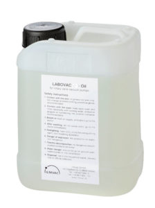 Huile minérale pour pompes à palettes avec pression de vapeur 10 e-5 mbar. viscosité à 40C. = 118cSt. (5 litre)