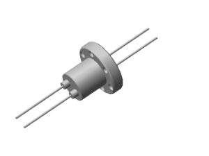 2 polige RVS geleiderdoorvoer 1000Volt / 1 Amp. DN19CF-flens