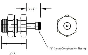 Traversée de plaque de base de 1 pouce avec raccords à compression Cajon 1/8" sur un côté