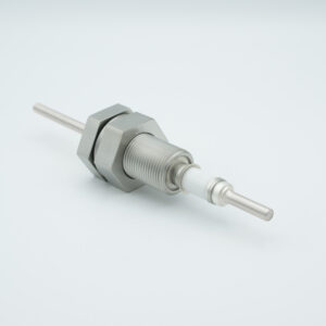 1-pins hoogspanningsdoorvoer 5000V / 7 Amp. RVS geleider, 1 inch voetplaat fitting