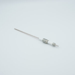 1-pins doorvoer met powerhandschoenconnector 10000Volt / 1 Amp. roestvrijstalen geleider, lasfitting