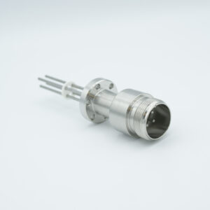 4-polige doorvoer met luchtzijde connector en molybdeen geleider, 700V / 28 Amp, DN19CF flens